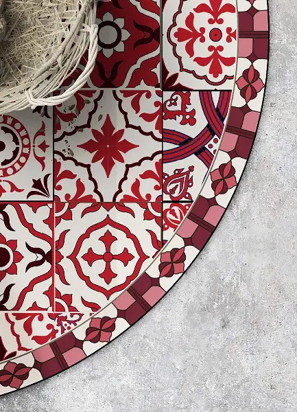 Tapis vinyle rond Tuiles portugaises