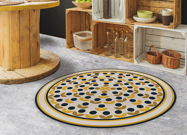 Tapis en vinyle rond kwaits répétitifs