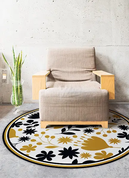 Tapis vinyl rond Motif floral