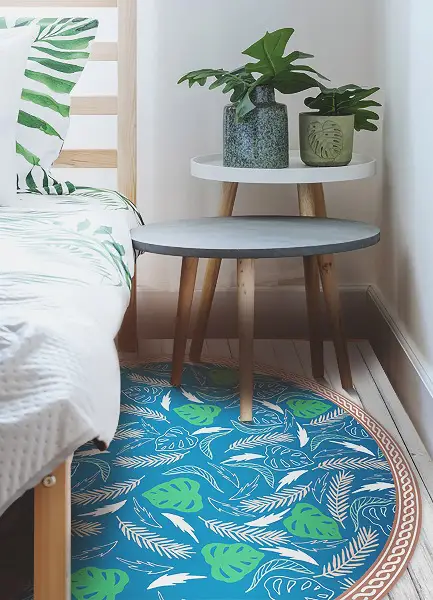 Tapis vinyle rond Feuilles hawaïennes