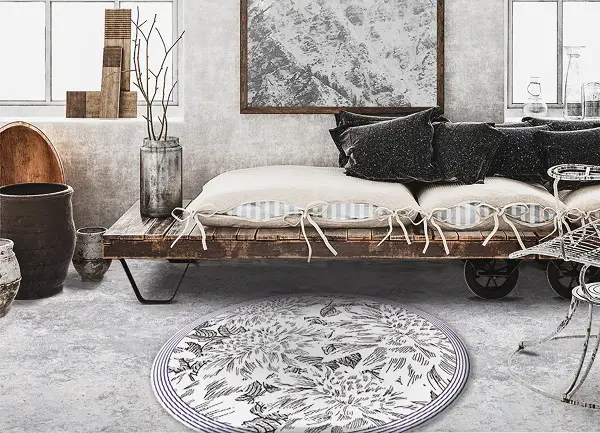 Tapis vinyle rond Contours bourgeon