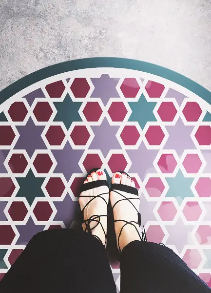 Tapis vinyle rond Étoiles géométriques