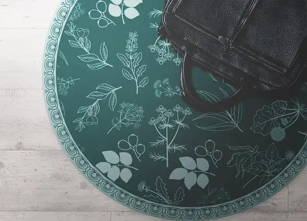 Tapis vinyle rond Fleurs botaniques