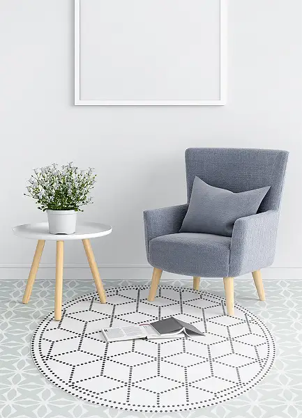 Tapis vinyl rond Cubes tridimensionnels