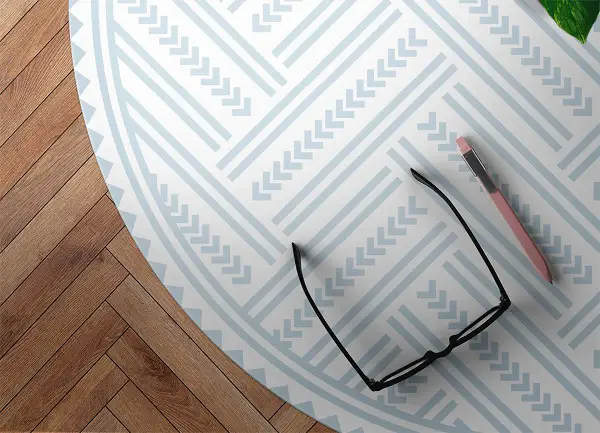 Tapis en vinyle rond Herringbone Zigzag