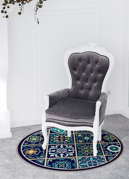 Tapis en vinyle rond Tuiles portugaises