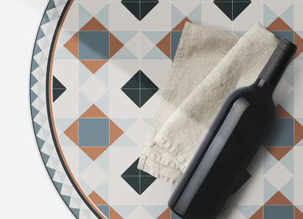 Tapis vinyle rond Roman géométrique