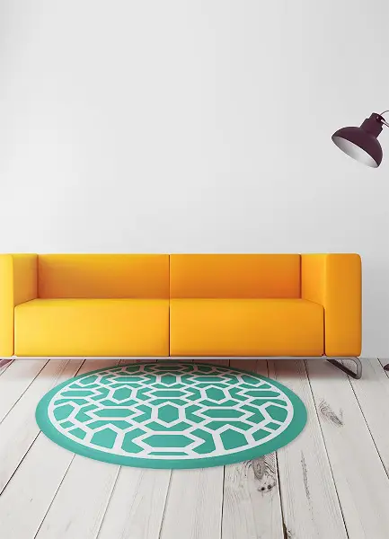 Tapis en vinyle rond attaché