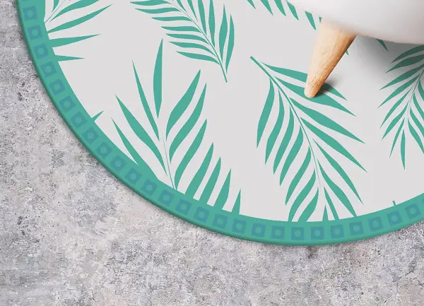 Tapis vinyle rond Feuilles hawaïennes