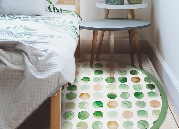 Tapis vinyle rond points aquarelles