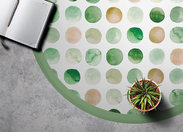 Tapis vinyle rond points aquarelles