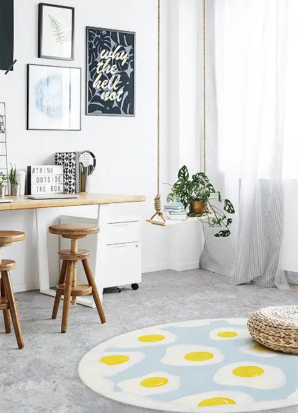 Tapis vinyle rond œufs frites