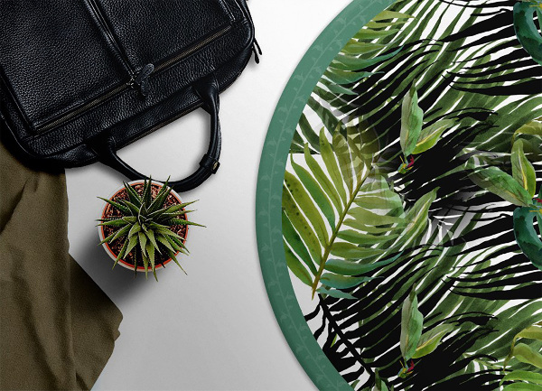 Tapis en vinyle rond Feuilles exotiques