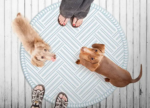 Tapis vinyle rond Herringbone Zigzag