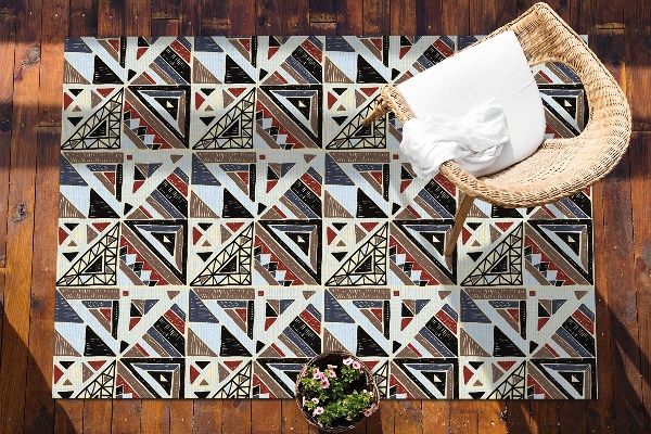 Tapis extérieur terrasse Mosaïque géométrique
