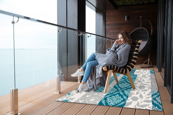 Tapis extérieur terrasse Fleurs de mosaïque