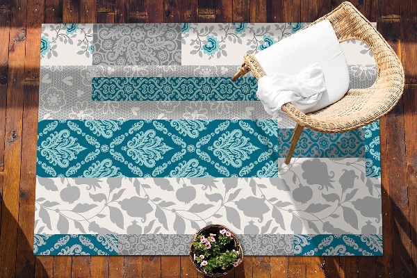 Tapis extérieur terrasse Fleurs de mosaïque