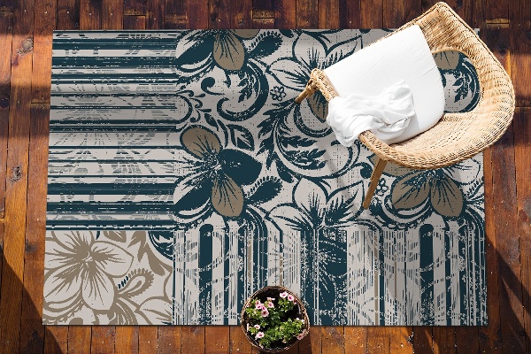 Tapis extérieur terrasse Fleurs et lignes