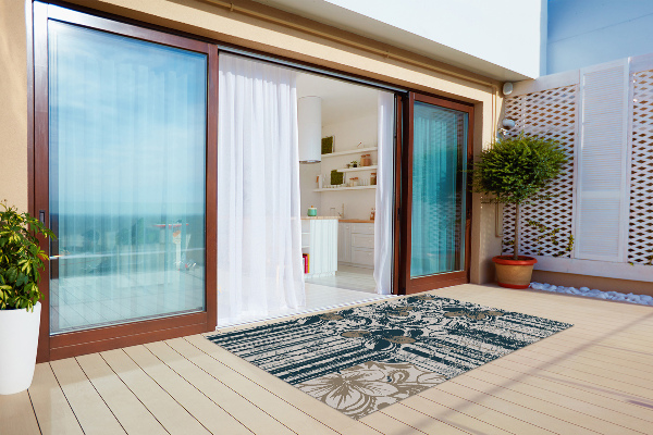 Tapis extérieur terrasse Fleurs et lignes