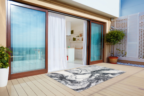 Tapis terrasse Marbre noir et blanc
