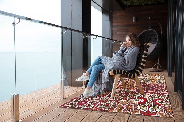 Tapis exterieur terrasse Patchwork ethnique