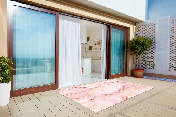 Tapis jardin Marbre rose