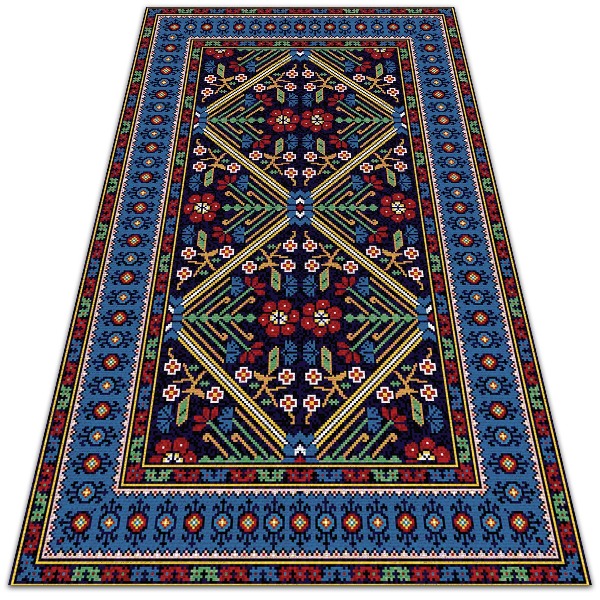 Tapis exterieur terrasse Fleurs rétro géométriques