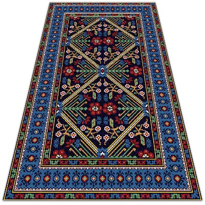 Tapis exterieur terrasse Fleurs rétro géométriques