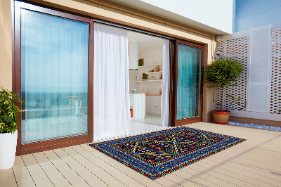 Tapis exterieur terrasse Fleurs rétro géométriques