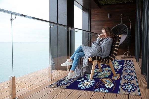 Tapis terrasse Ornement floral
