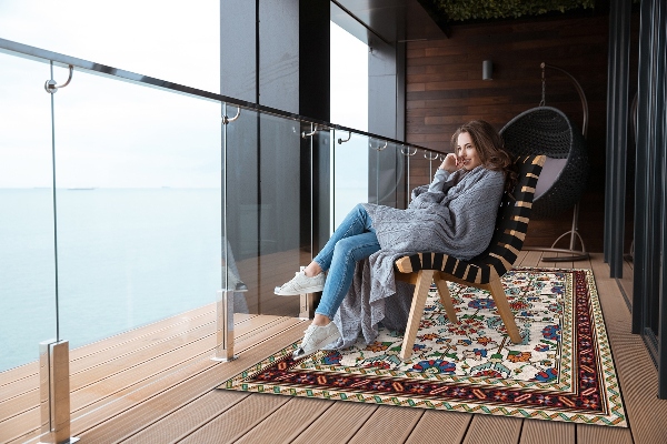 Tapis extérieur terrasse Mosaïque floristique