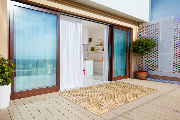 Tapis exterieur terrasse Texture en osier