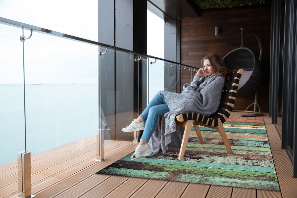 Tapis extérieur terrasse Planches colorées
