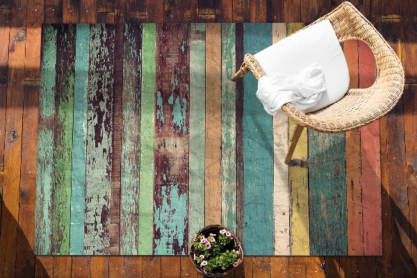 Tapis extérieur terrasse Planches colorées