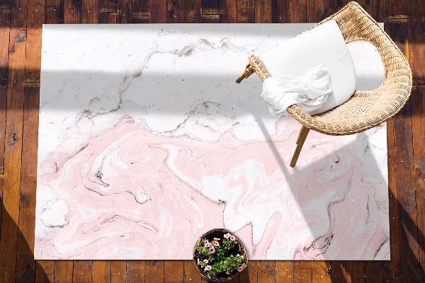 Tapis terrasse Marbre blanc et rose