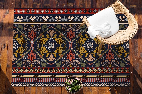 Tapis exterieur terrasse Motif de boho floral