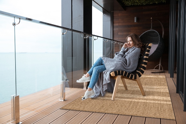 Tapis extérieur terrasse Beige dans une lignée