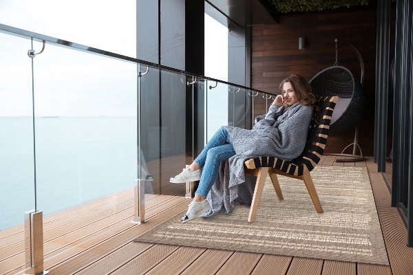 Tapis extérieur terrasse Tissu beige