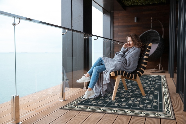 Tapis extérieur terrasse Étoiles géométriques