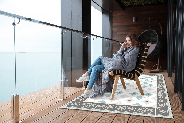 Tapis exterieur terrasse Roues scandinaves