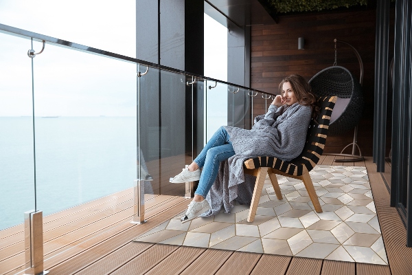 Tapis terrasse Cubes bruns