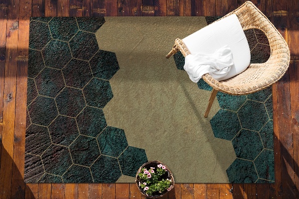 Tapis exterieur terrasse Hexagones concrètes