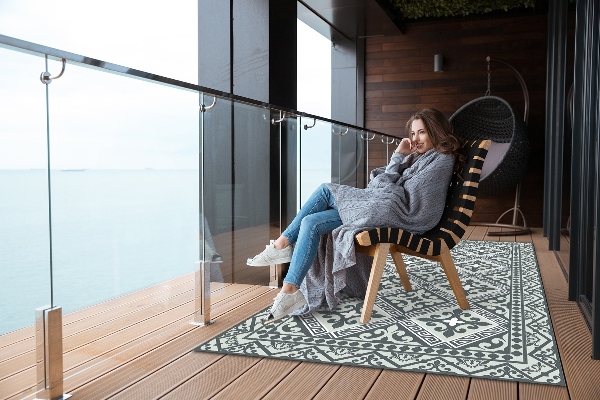 Tapis d'extérieur Modèle géométrique de fleurs