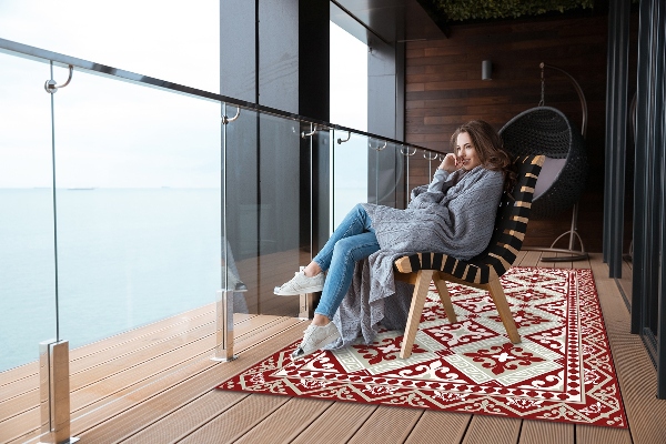 Tapis extérieur terrasse Motif floral