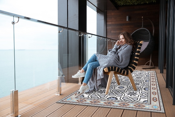 Tapis extérieur terrasse Étoiles géométriques