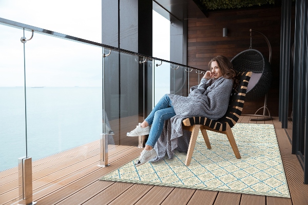 Tapis exterieur terrasse Lignes géométriques
