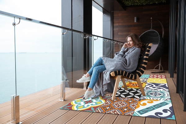 Tapis pour terrasse Mélange de motifs colorés