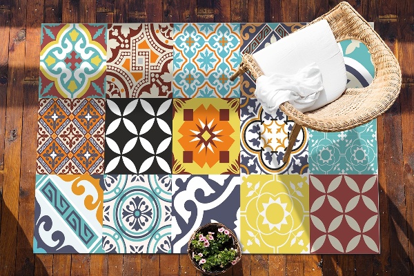 Tapis pour terrasse Mélange de motifs colorés
