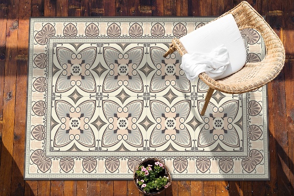 Tapis terrasse Plumes de paon vintage