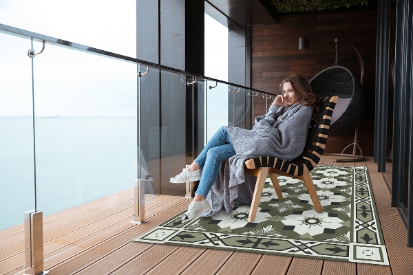 Tapis pour terrasse Motif géométrique carrelé